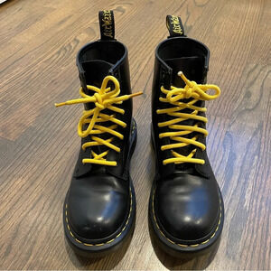 Dr. Martens Lace Up Black Combat Boots Leather women 5